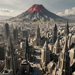 mordor as a bustling city, highly detailed, sharp focus, skyline, vast, atmospheric, movie still, gothic, lord of the rings, mount doom, 4 k, fantasy