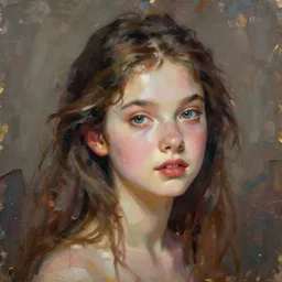 a mixed media painting of a whimsical girl