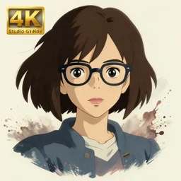 nerdy adult woman character portrait, by studio ghibli, highly detailed, dynamic shadows, 4 k, splash art