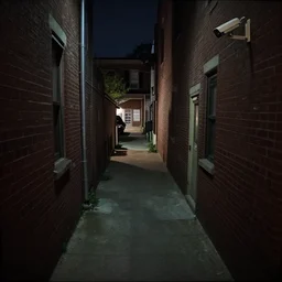 a creepy security camera footage of an alleyway in west philadelphia at night
