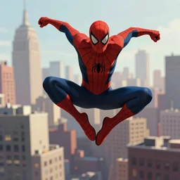 very detailed full body concept character portrait illustration of peter parker spider man swinging through new york city doing an action pose, action scene, digital illustration, concept art, matte painting, digital painting, illustration, amazing value control, 8 k, ultra detailed, in the style of spider man into the spider verse and sony pictures animation, minimal artifacts, rubber suit, graphic style, screen tones
