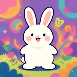 A happy bunny in a psychedelic art style