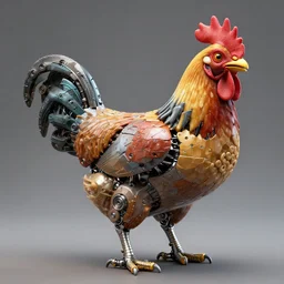 a super realistic super complected mechanical chicken