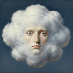 portrait of cloud man by rene magritte, detailed painting, hd, hq, high resolution, high detail, 4 k, 8 k