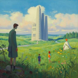 a beautiful scenic painting by artgerm and giger and wes anderson and spike jonze