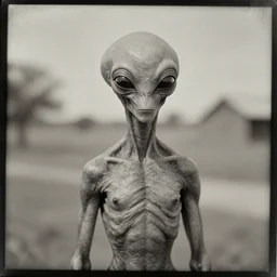 Grainy obscure tintype photograph of Gray alien, rural Texas, 1911 photograph