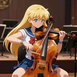 sailor uranus plays the violoncello, background concert stage, anime art, unreal render, hyper detailed drawing, intricate, anime key visual, manga, digital painting, artstation, hard focus, symmetry, illustration, landscape