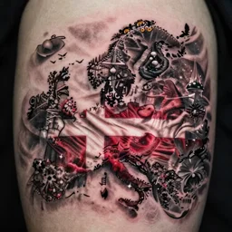 amazing detailed tattoo stencil of denmark
