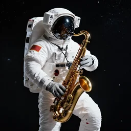 astronaut doing jazz saxophone improvisation, 4k photography, space