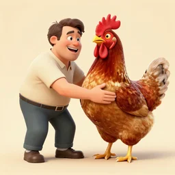 a fusion between man and chicken.