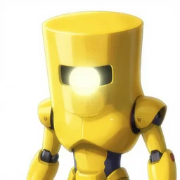 yellow mecha with flat cylindric head, spotlight in middle of face, Keetongu Bionicle, by Greg Rutkowski