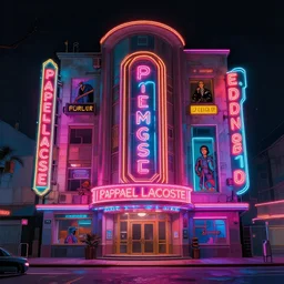 brutalist architecture, colorful neon lighting, neon signs, raphael lacoste, eddie mendoza, alex ross, concept art, matte painting, highly detailed, rule of thirds, dynamic lighting, cinematic, detailed, denoised, centered