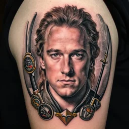 arnold schwarzenegger, sorcerer, lord of the rings, tattoo, decorated ornaments by carl spitzweg, ismail inceoglu, vdragan bibin, hans thoma, greg rutkowski, alexandros pyromallis, perfect face, fine details, realistic shaded