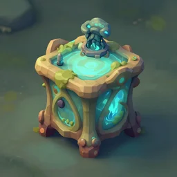 mobile game hyper detailed asset is an isometric alien - like nightstand with an interesting organic design, inspired by the alien nature of pandora from the avatar, it has a bioluminescent appeal, behance low poly art trending on artstation