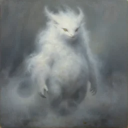a painting of a creature made of fog, a character oil on canvas portrait by gerald brom and greg rutkowski, masterpiece, fantasy art, artstation hq