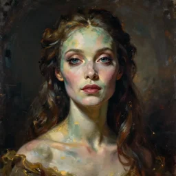 Attractive alien woman, painting by Gaston Bussiere, Craig Mullins