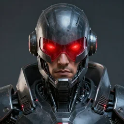 robot with glowing red visor as a realistic scifi cyberpunk knight, closeup portrait art by donato giancola and greg rutkowski, realistic face, digital art, trending on artstation, symmetry!!!