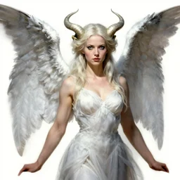 portrait of junoesque norwegian female chaos angel, beautiful! coherent! by frank frazetta, by brom, strong line, muted color, rusted spiked armor, iron helm, high contrast, maximalist