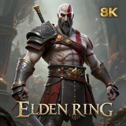 an ultra detailed 3 d render of the sun tzu dressed like kratos as an elden ring boss, epic anime fantasy, 8 k, in the style of a fantasy metal album cover and magic the gathering, volumetric lighting, smooth, highly detailed, digital illustration, octane render, art by albert bierstadt and greg rutkowsi, artstation