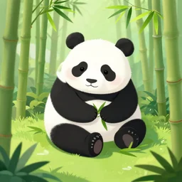 isometric view illustration cute panda in bamboo forest, highly detailed mid day by victo ngai