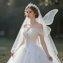 fairy lady in a wedding dress, digital art