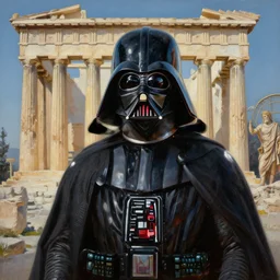 darth vader visits ancient athens, oil on canvas, intricate, 8 k highly professionally detailed, hdr, cgsociety