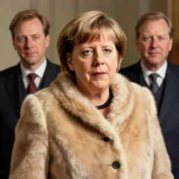 angela merkel wears a fur coat. detailed digital art by greg rutkowski, thomas kinkade and keith parkinson, artstation, cgsociety, 8 k, hd