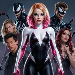 Emma Stone Spider-Gwen venom, art by lois van baarle and loish and ross tran and rossdraws and sam yang and samdoesarts and artgerm, digital art, highly detailed, intricate, sharp focus, Trending on Artstation HQ, deviantart, unreal engine 5, 4K UHD image