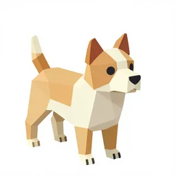 “isometric low polygon dog facing south east on a white background ”