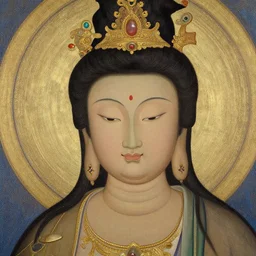 contented peaceful biracial!!! female bodhisattva, close up, intricate, elegant, by leonid afremov by james christensen by alan bean