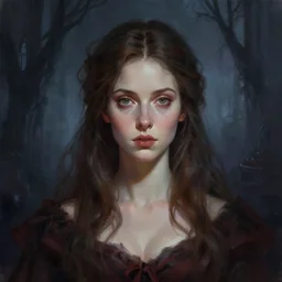 a portrait digital painting ofmary elizabeth winstead. a gothic background. painted by artgerm, ross tran.