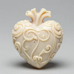 intricate heart delicately carved into block of ivory, c anon 5 d 5 0 mm lens