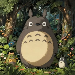 detail of garden of earthly delights by studio ghibli. totoro. digital painting. digital render. hieronymus bosch