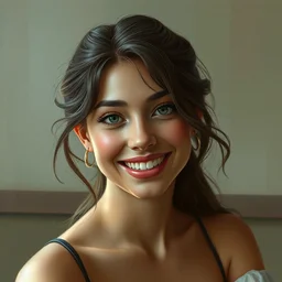 photo of ariana grande with simple smile paint detailed digital artstation, portrait hd 4 k, y greg rutkowski and gaston bussiere and craig mullins and j. c. leyendecker, hd