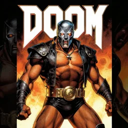 ( doom ) cover featuring doom slayer!! by kenneth scott and frank frazetta, artstation, vivid gaze