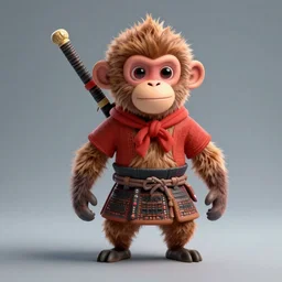 3 d rendered appgamekit character of a samurai monkey by deviant art and james rutkowsky, lowbrow pop surrealism by gabo mendoza