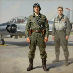 full body portrait of a fighter pilot, highly detailed painting by gaston bussiere, craig mullins, j. c. leyendecker 8 k