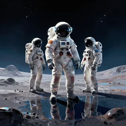 martian surface illustration with astronauts standing illustraion, utopian, tech noir, wet reflections, prism, atmospheric,