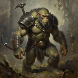a dungeons and dragons ogre, realistic oil painting by thomas cole and wayne barlowe