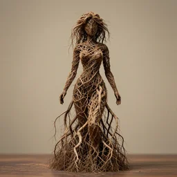 dslr esculpture made from roots interwovem in the shape of a woman, 2 4 mm f 1. 8