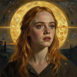 Elle Fanning in the painted world of Suspiria, head and shoulders masterpiece, apocalypse, golden hour, cosmic horror, artstation, in the style of Andrew Wyeth and Edward Hopper and Bosch, extremely detailed