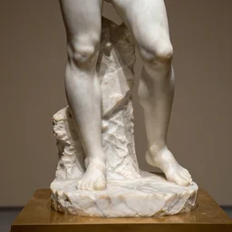 stunning close up photograph of marble sculpture of strong masculine man's legs made of marble set on fine gold base, masculine texture background, 40mm lens, shallow depth of field, split lighting