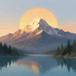sunrise mountain water concept art digital art by james gilleard trending on artstation