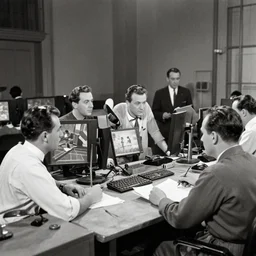 Animators in studio animating a battlescene, 1920 photo