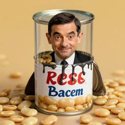 mr bean as a tin of beans, surreal