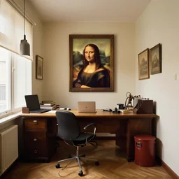 a cozy little office nook, dmitry spiros, leonardo da vinci, 8 k, wide angle,