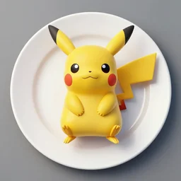 pikachu as a skeleton on a plate, photo realistic