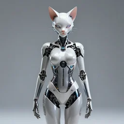 cybernetic high tech catgirl, sci - fi, cyberpunk, futurism, exoskeleton, strong artificial intelligence, symmetry, cinematic, elegant, luxury, professional studio light, perfect composition, dlsr photography, sharp focus, 8 k, ultra hd, sense of awe, highly detailed, hyper realistic, intricate, science journal cover