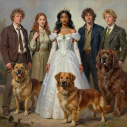 Princess Dejah Thoris of Helium with Martian dog Woola, 4k oil on linen by wlop, artgerm, andrei riabovitchev, nuri iyem, james gurney, james jean, greg rutkowski, highly detailed, soft lighting 8k resolution