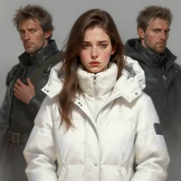 character concept portrait, michelle williams suffering from hypothermia, wearing a white winter coat, style digital painting, concept art, smooth, sharp focus, illustration, from metal gear, by ruan jia and mandy jurgens and william - adolphe bouguereau, artgerm